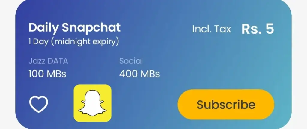 Jazz Snapchat Packages Daily, Weekly, Monthly 2 Jazz 1 day Snapchat Offer