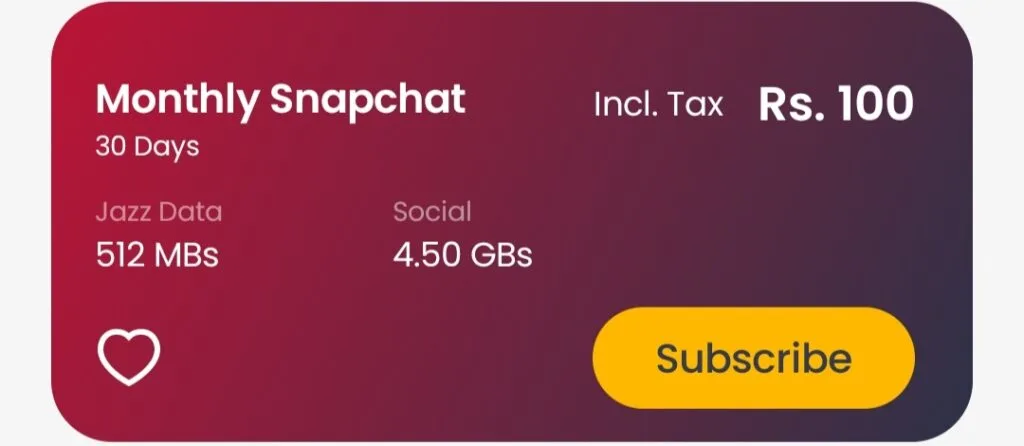 Jazz Snapchat Packages Daily, Weekly, Monthly 3 Jazz Monthly Snapchat Offer Details