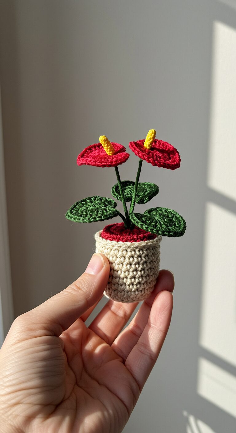 Mini Crochet Maranta leuconeura Plant – A Prayer Plant Reimagined in Yarn 1 2 8