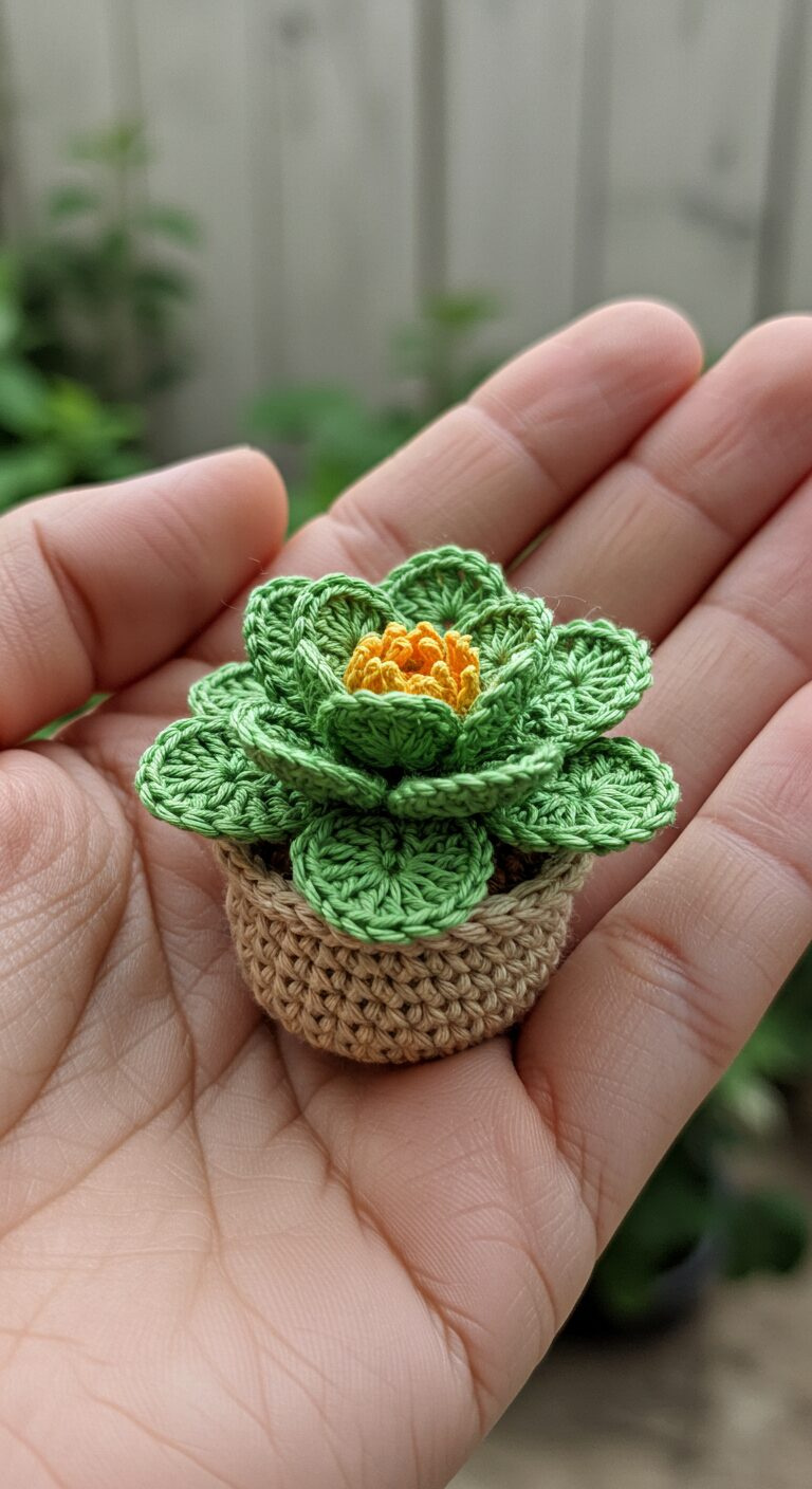 Exquisite Mini Crochet Water Plants: Timeless Aquatic Charm 1 Green Succulent Style Crochet Plant 1