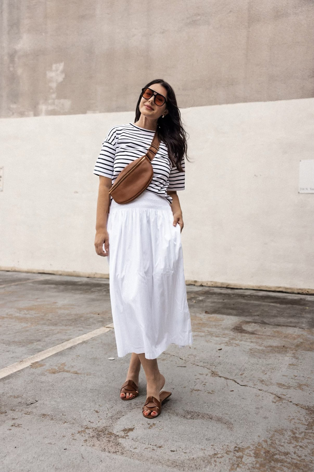 Summer Trend: The Poplin Maxi Skirt 1 Madewell striped tee poplin skirt 2