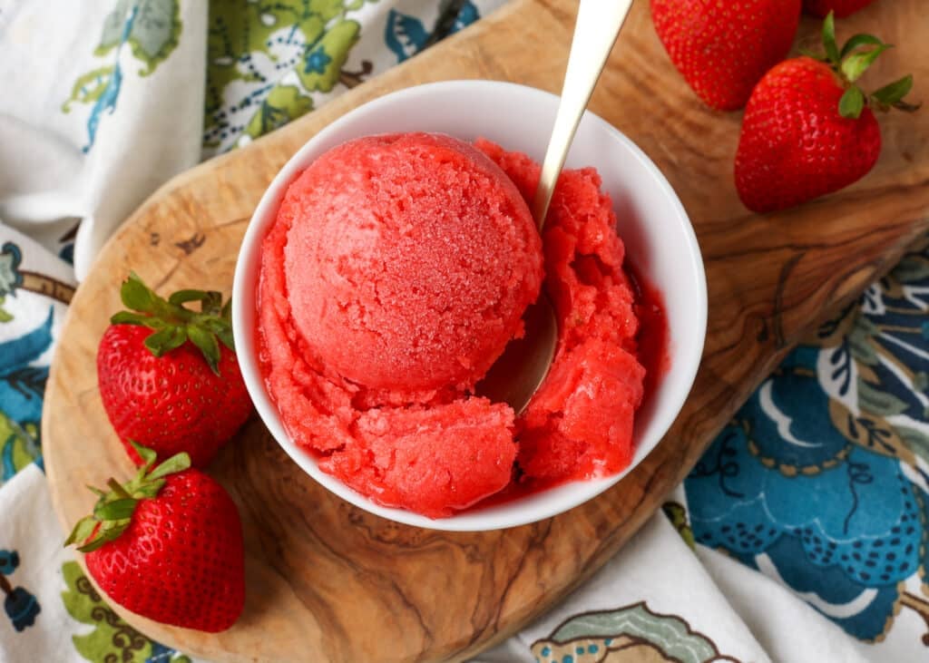 Strawberry Sorbet - Barefeet in the Kitchen 1 Strawberry Sorbet BFK 7