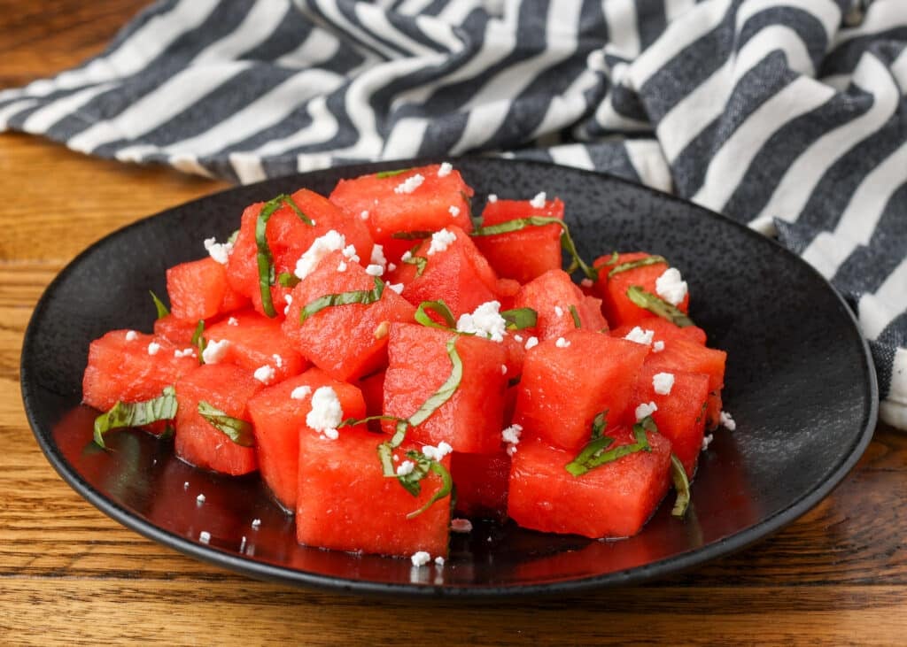 Watermelon Basil Salad - Barefeet in the Kitchen 1 Watermelon Basil Salad BFK 5