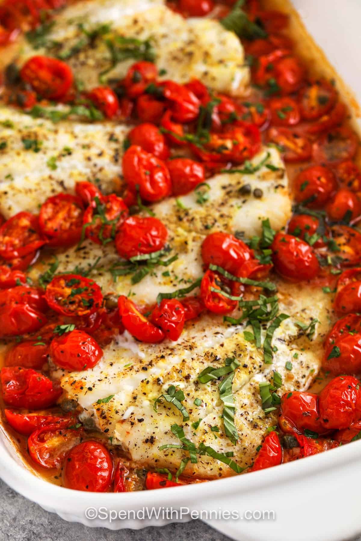 Baked Cod with Tomatoes - Spend With Pennies 1 Baked Cod with Tomatoes SpendWithPennies 5