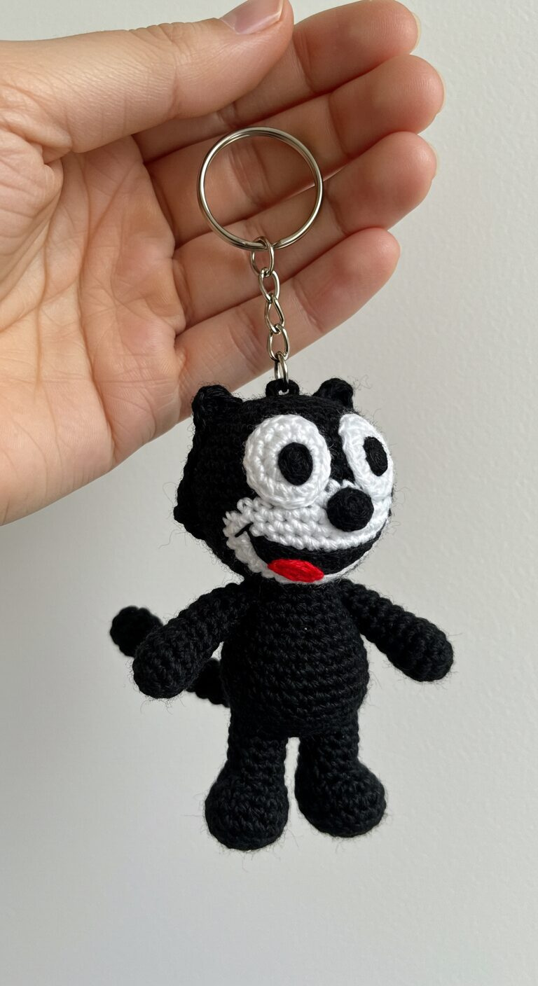 Classic Felix the Cat Crochet Amigurumi Keychain 1 Classic Felix the Cat Crochet Amigurumi Keychain 1