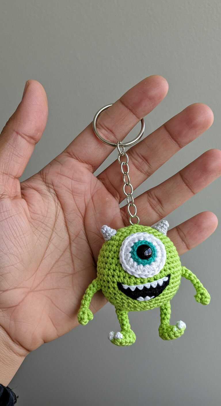Cute Crochet Mater Amigurumi Keychain from Cars 1 Crochet Keychain Mike Wazowskii 1