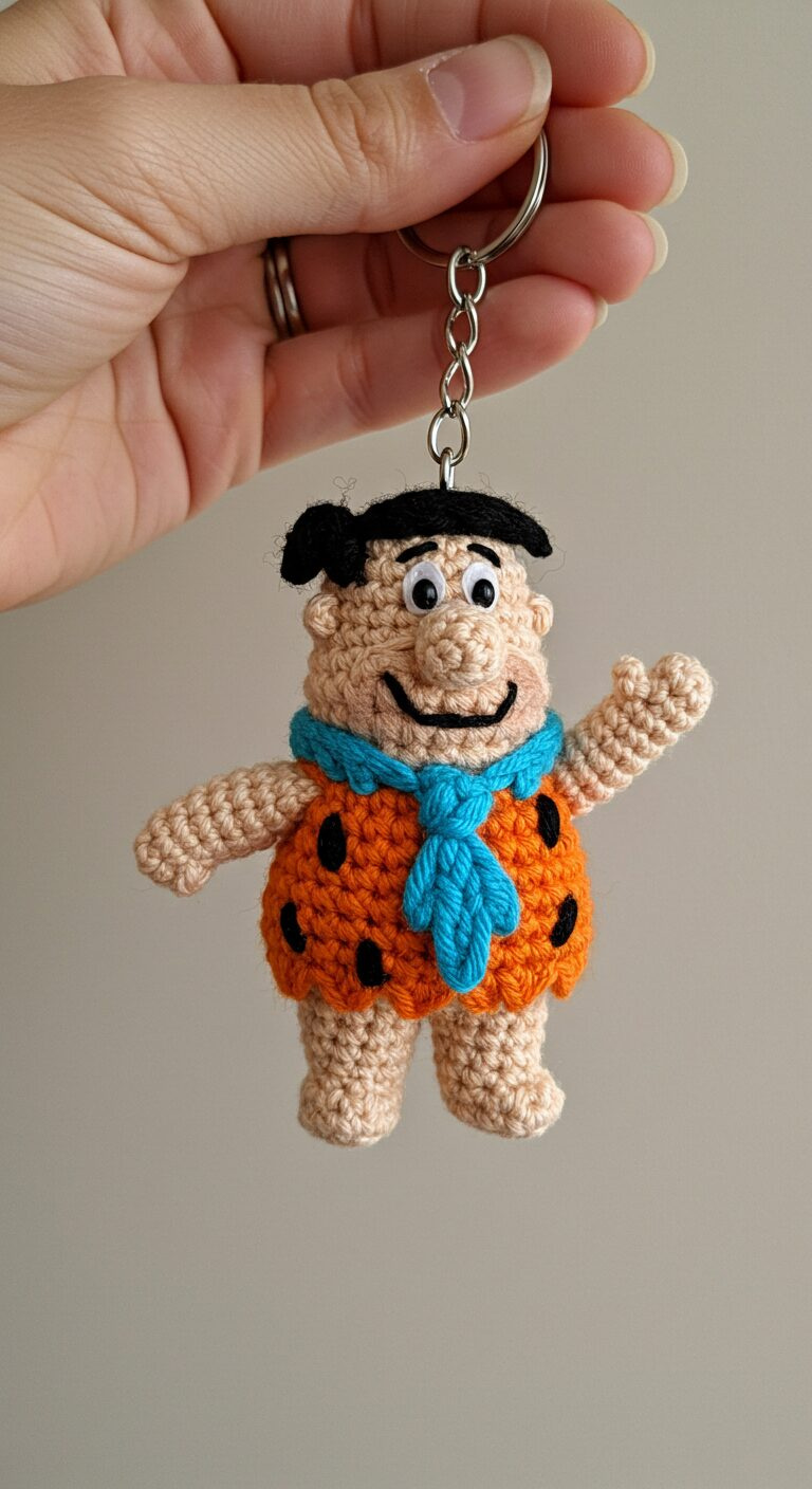 Fred Flintstone Crochet Amigurumi Keychain Doll 1 Fred Flintstone Crochet Amigurumi Keychain Doll 1