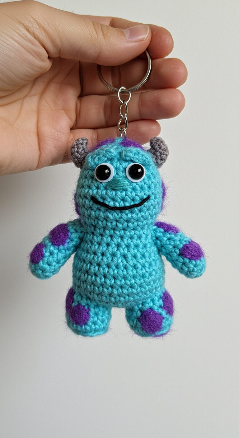Sulley Amigurumi Crochet Monster Keychain 1 mini keychain Sulley crochet 1