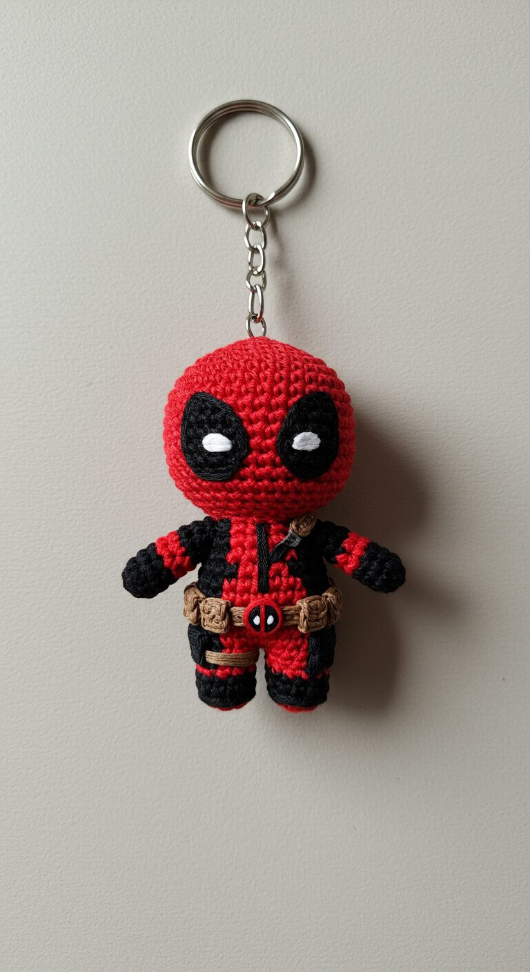 Detailed Amigurumi Deadpool Keychain Crochet Pattern for Superhero Fans 34 Detailed Amigurumi Deadpool Keychain Crochet Pattern for Superhero Fans