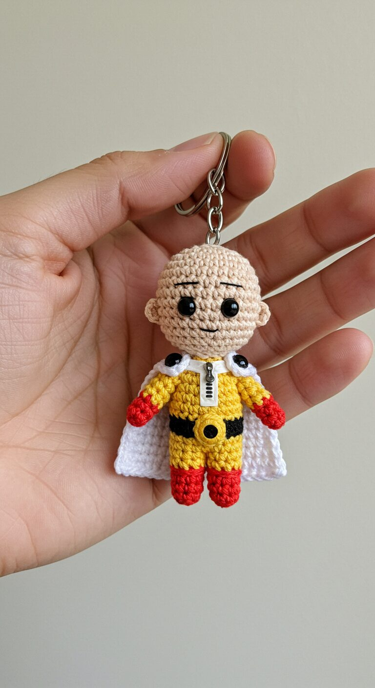 Adorable Saitama Crochet Keychain: A Heroic Accessory 49 Adorable Saitama Crochet Keychain: A Heroic Accessory